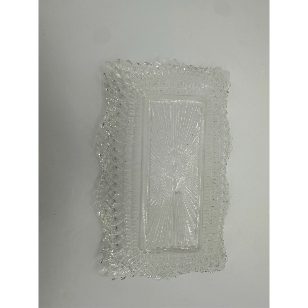 VINTAGE Rectangle  Ruffled Diamond‎ Point Candy Nut Dish - Picture 5 of 5